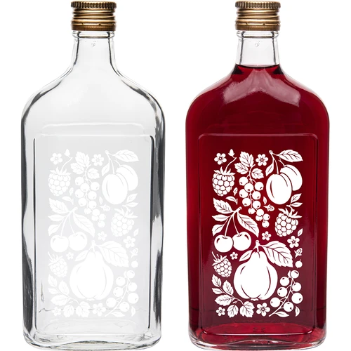 Sticlă tip ploscă 500 ml cu capac și imprimeu „Fructe”, model 2 - 3