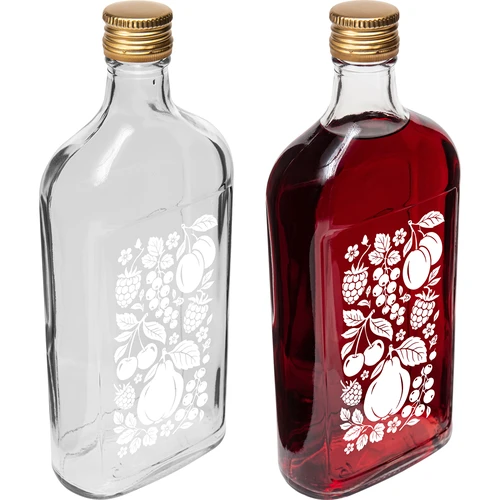 Sticlă tip ploscă 500 ml cu capac și imprimeu „Fructe”, model 2 - 4