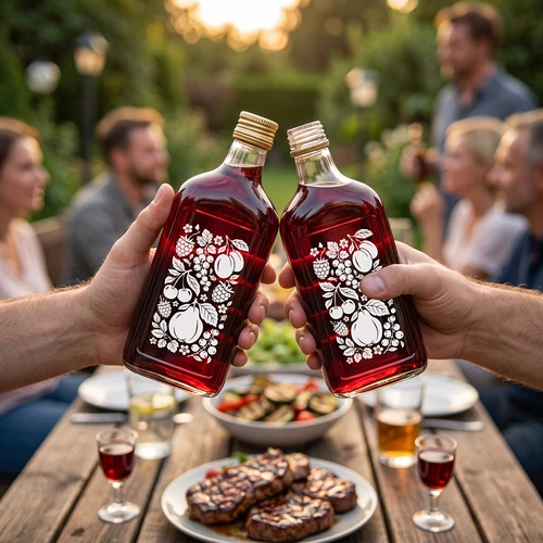 Sticlă tip ploscă 500 ml cu capac și imprimeu „Fructe”, model 2 - 7