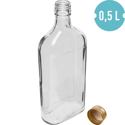 Sticlă tip ploscă 500 ml cu capac și imprimeu „Fructe”, model 2 - 2