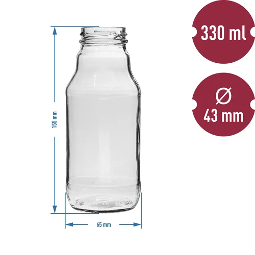 Sticlă TO pentru suc 330 ml cu capac fi 43 - 6 buc. - 4