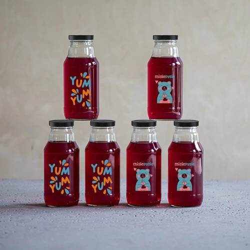 Sticlă twist off 330 ml cu capac fi43 și imprimare colorată - 6 buc. - 8