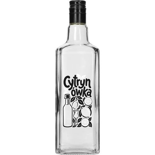 Sticlă Tynktura 500 ml cu inscripția „Cytrynówka” și capac cu filet