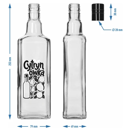 Sticlă Tynktura 500 ml cu inscripția „Cytrynówka” și capac cu filet - 5