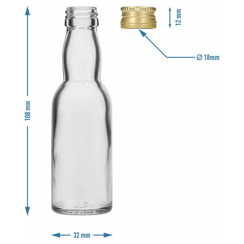 Sticlă „Maluch” cu capac auriu, 40 ml, 10 buc. - 8