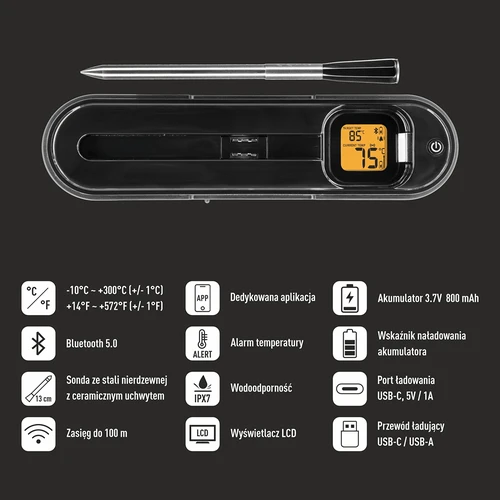 Termometru culinar cu sondă wireless Bluetooth - 6