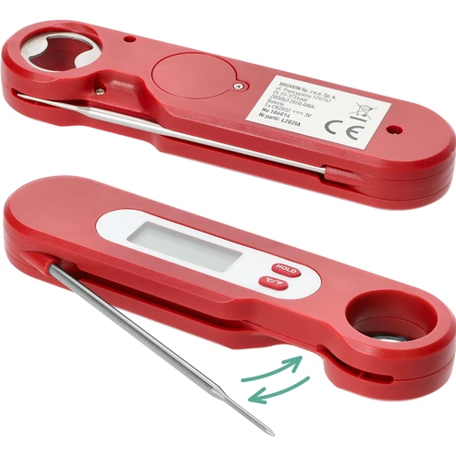 Termometru culinar electronic cu sondă pliabilă (-50/+300℃), roșu - 4