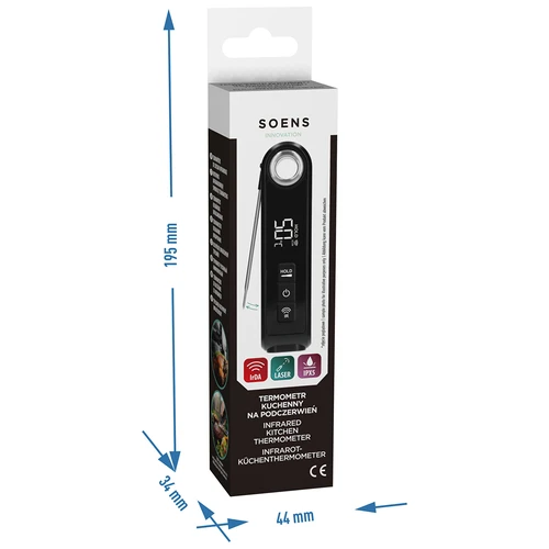Termometru de bucătărie cu infraroșu, compact, cu sondă pliabilă - 12