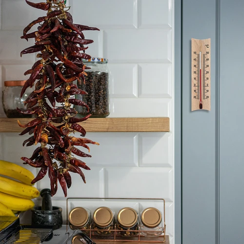 Termometru de cameră din lemn (-20 până la +50°C), maro deschis, 15 cm - 6