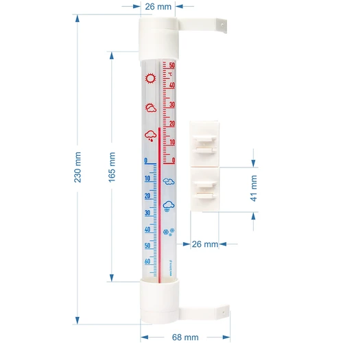 Termometru extern cu scară transparentă (-70°C până la +50°C) 23cm mix - 2