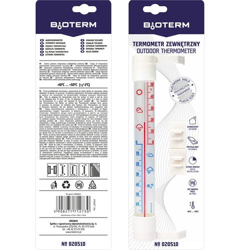 Termometru extern cu scară transparentă (-70°C până la +50°C) 23cm mix - 8