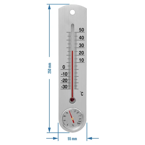 Termometru universal argintiu cu higrometru (-30°C până la +50°C) 25cm - 2