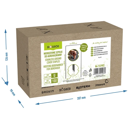 Știfturi pentru agrotextil tip U inoxidabile - 100 buc. - 8