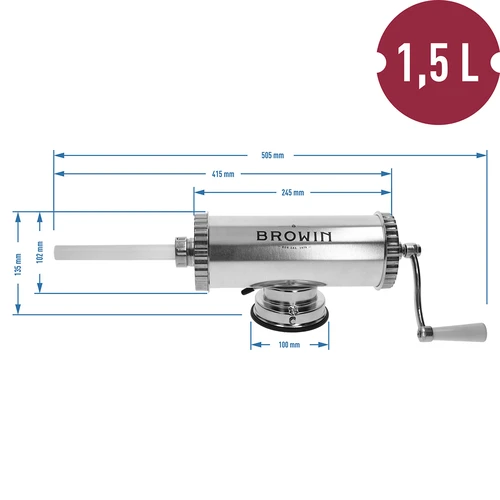 Umplutor orizontal pentru cârnați, 1,5 kg, cu piston din silicon - 10