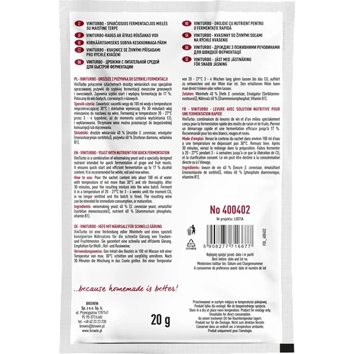 ViniTurbo - drojdie pentru fermentație rapidă, 20 g - 2