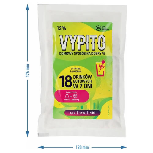 VYPITO 12%, plic pentru 18 băuturi - Lămâie & lime, 126 g - 4