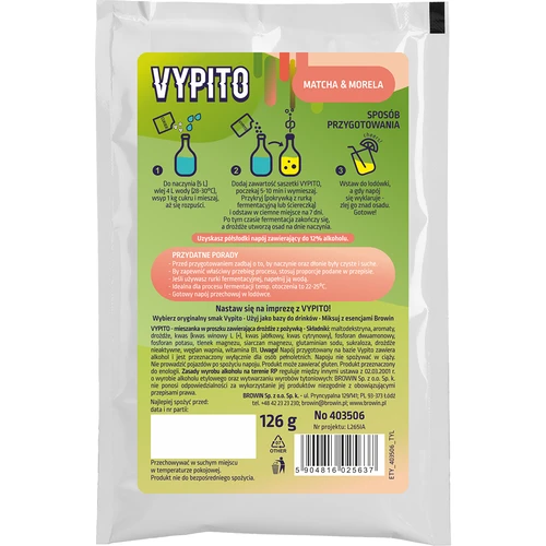 VYPITO 12%, plic pentru 18 cocktailuri - Matcha-Caise, 126 g - 2