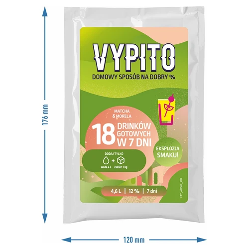 VYPITO 12%, plic pentru 18 cocktailuri - Matcha-Caise, 126 g - 4