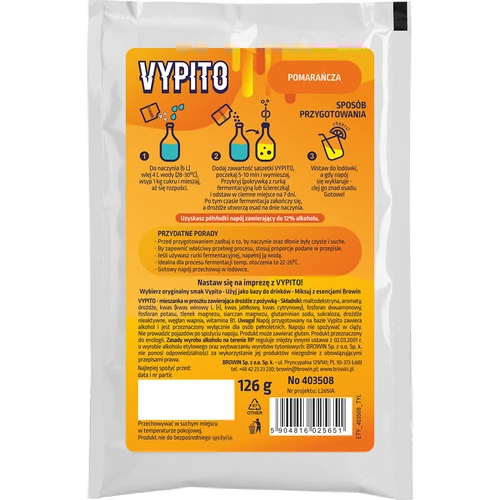 VYPITO 12%, plic pentru 18 cocktailuri - Portocală, 126 g - 2