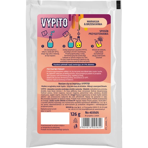 VYPITO 12%, plic pentru 18 drinkuri – Fructul pasiunii-Piersică, 126 g - 4