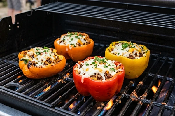 Ardei umpluți la grătar pe gaz