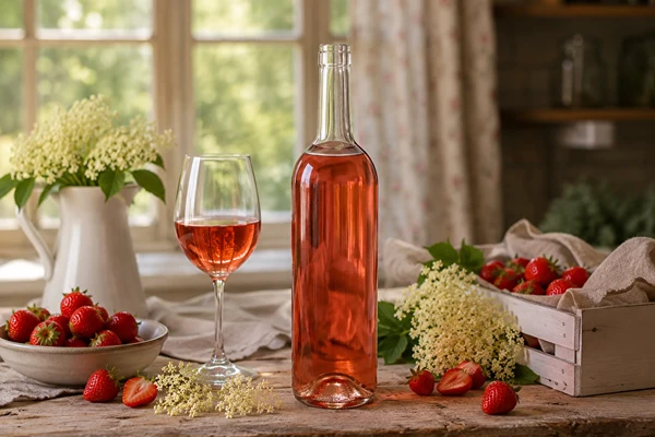 Vin de căpșuni cu o notă de flori de soc negru