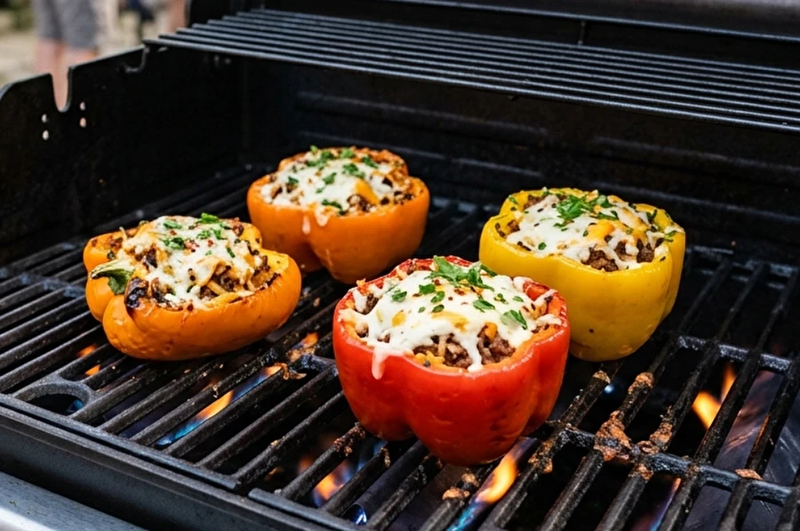 Ardei umpluți la grătar pe gaz